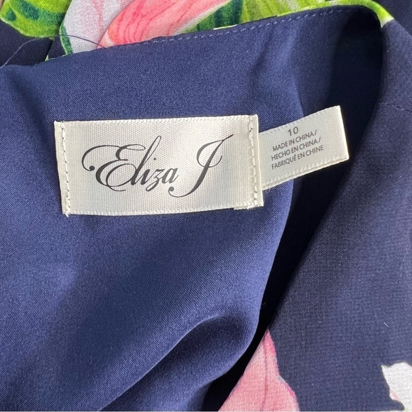 Eliza J Floral Maxi Chiffon Cold Shoulder Tropical Dress Sz 10 - Picture 7 of 7